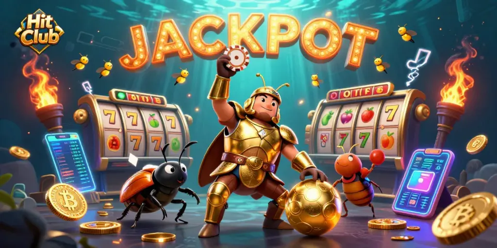 Hit Club highlights jackpot excitement with vibrant gambling elements in a dynamic 3D scene.