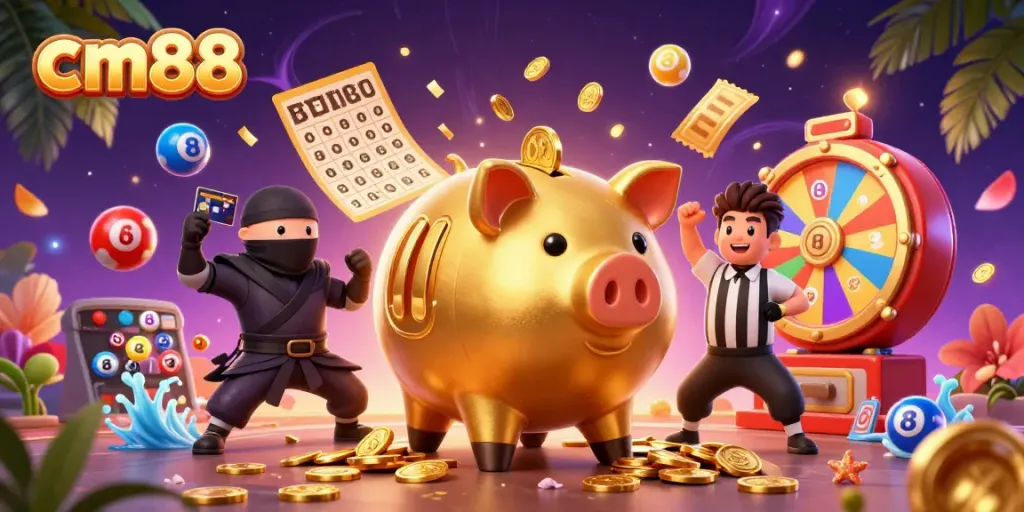 Engage with cm88 in a vibrant casino scene featuring dynamic characters and exciting gaming elements.