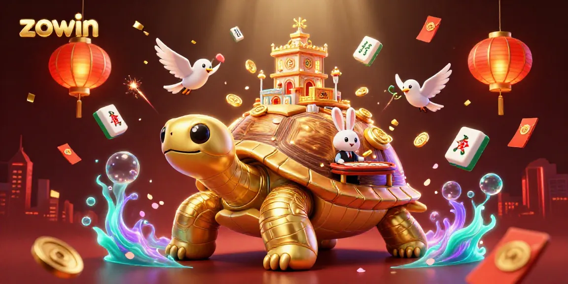 Experience the vibrant games at Zowin casino with a whimsical illustration full of lively characters and actions.