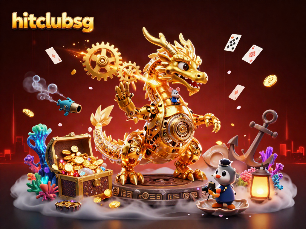 Experience the adventure of hitclubsg with a golden dragon and exciting gaming elements.