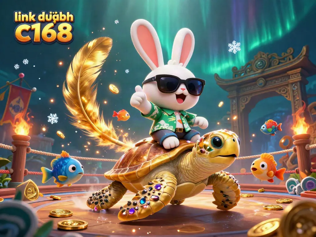 Join the fun at link dự phòng c168 as the lucky rabbit rides a golden turtle in an exotic underwater casino.