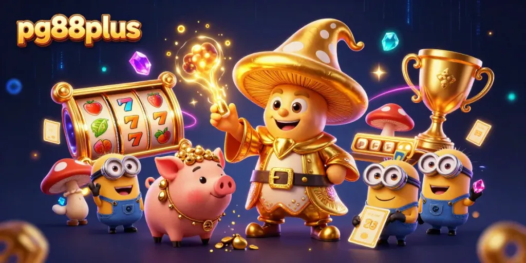 Engage with pg88plus for thrilling slot gameplay featuring a golden wizard and treasure-finding pig