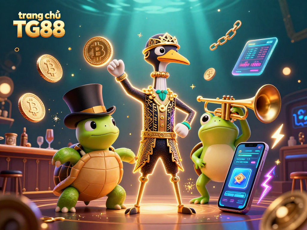 Experience the vibrant energy of trang chủ TG88 with a lively 3D casino scene featuring unique characters.