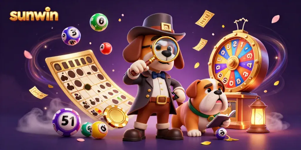 Experience thrilling gameplay with sunwin as detective dog duo finds hidden treasures among colorful casino elements.