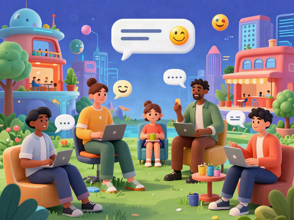 Engaging avatars communicating in a vibrant digital landscape with spicy chat AI interactions