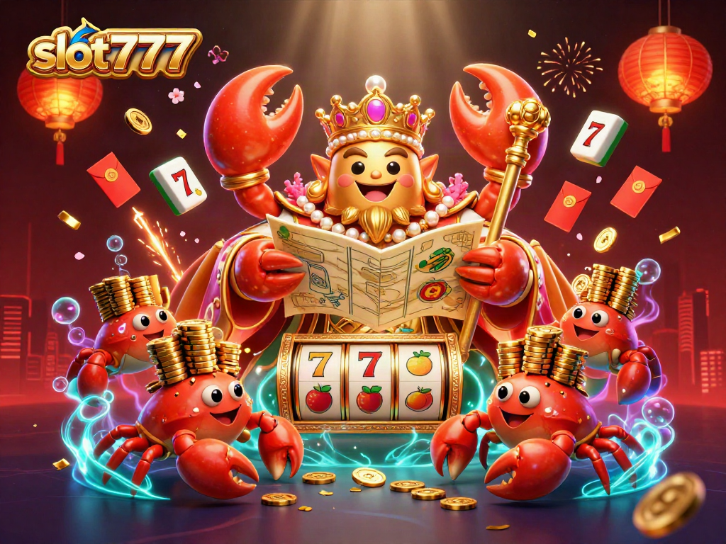 Engage with slot777 video slots featuring an emperor crab and hermit crabs showcasing golden chips.