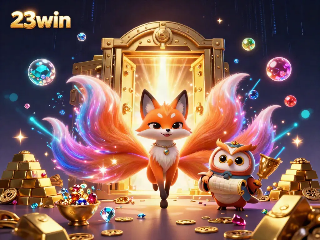 Experience the thrill of gaming with the vibrant 23win spirit-themed casino scene illuminating golden treasures.