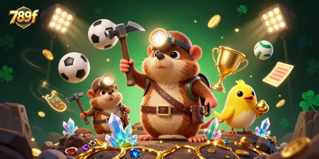 Engage with 789f as dynamic sports betting elements and animated characters thrive in a vibrant casino scene.