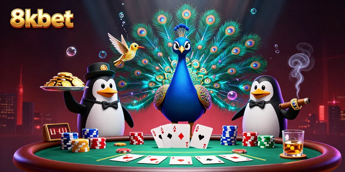 Experience the thrill of betting at 8xbet illustrated with vibrant casino characters and dynamic poker elements.