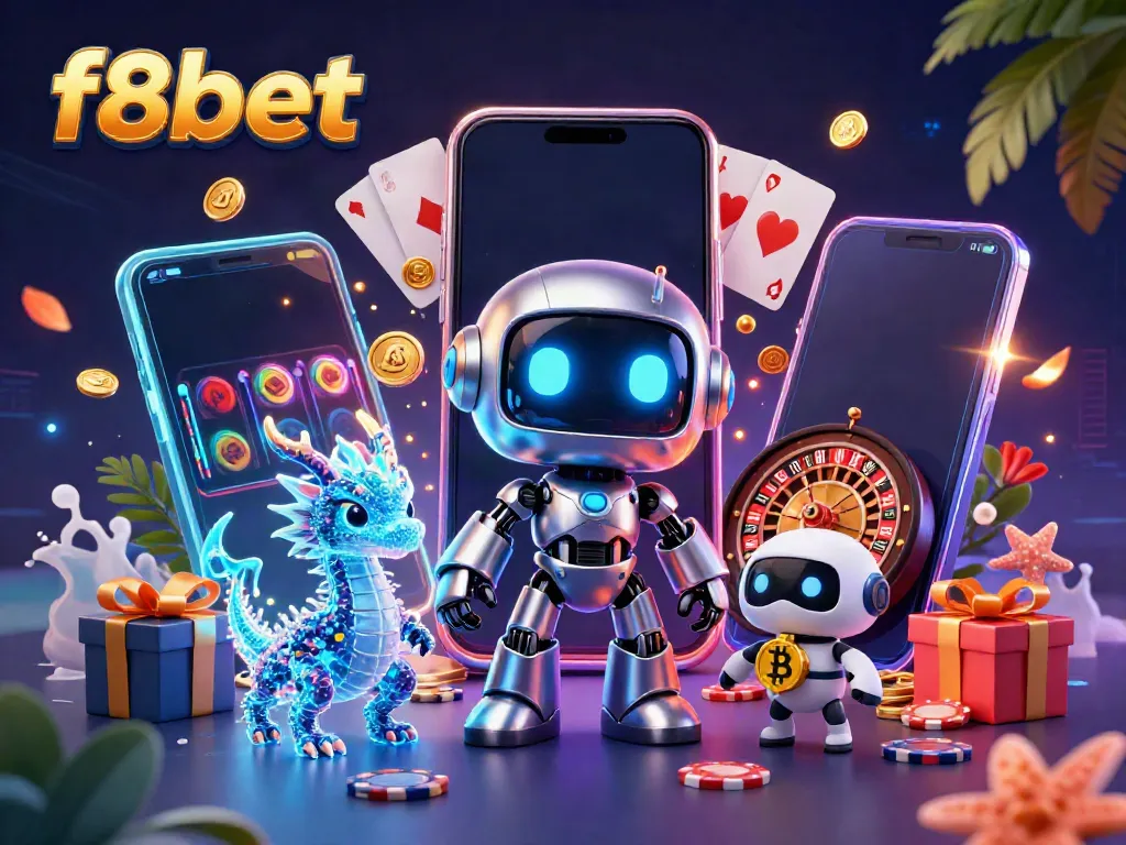 Experience thrilling gameplay with f8bet in a vibrant 3D scene showcasing exciting casino elements.