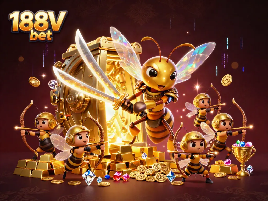 Experience thrilling gaming moments with 188V bet in a vibrant atmosphere of golden treasures.