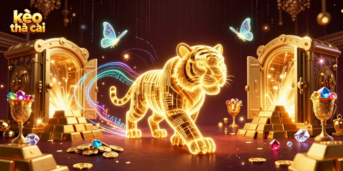 Experience thrilling action at kèo nhà cái with a golden tiger illuminating the digital casino.
