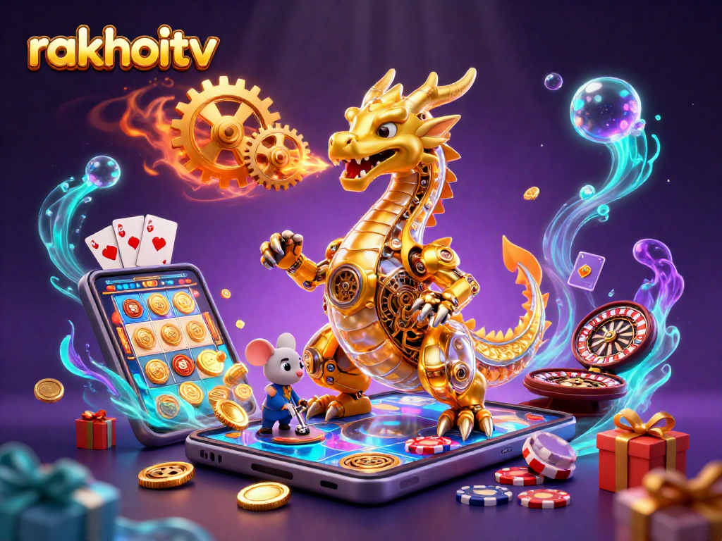 Engage with rakhoitv as the golden dragon spews gears in an energetic casino scene.