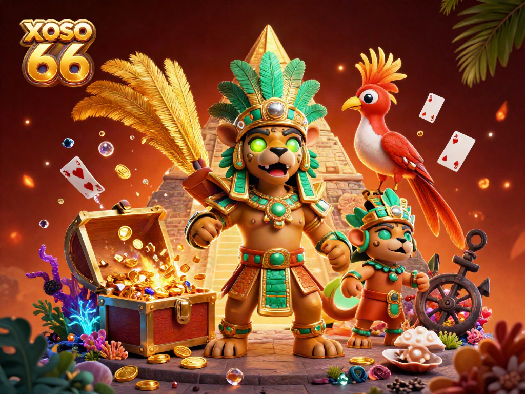 XOSO 66 enhances gaming excitement with vibrant characters and dynamic casino elements in a rich, vivid illustration.