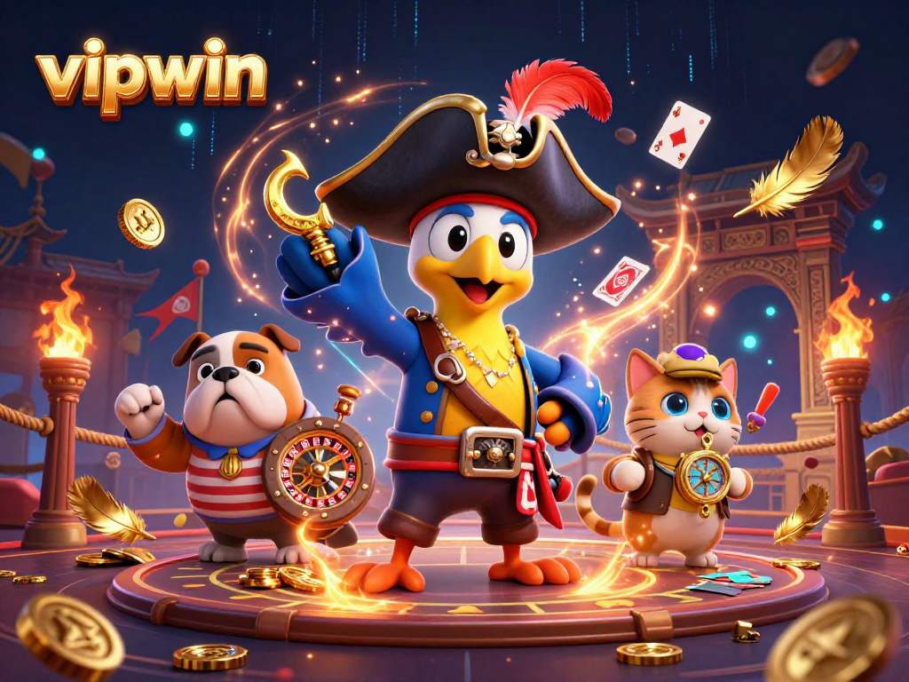 Engage in thrilling gameplay with vipwin as characters navigate a vibrant casino scene